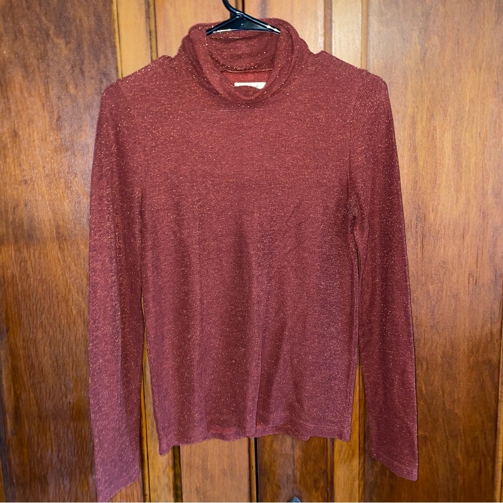 Burnt orange Madewell mock neck long sleeve